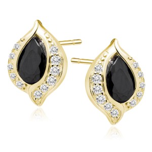 Cercei argint placati cu aur galben cu pietre negre DiAmanti Z0736EG_B-DIA (Argint 925‰ 1,7 g.)